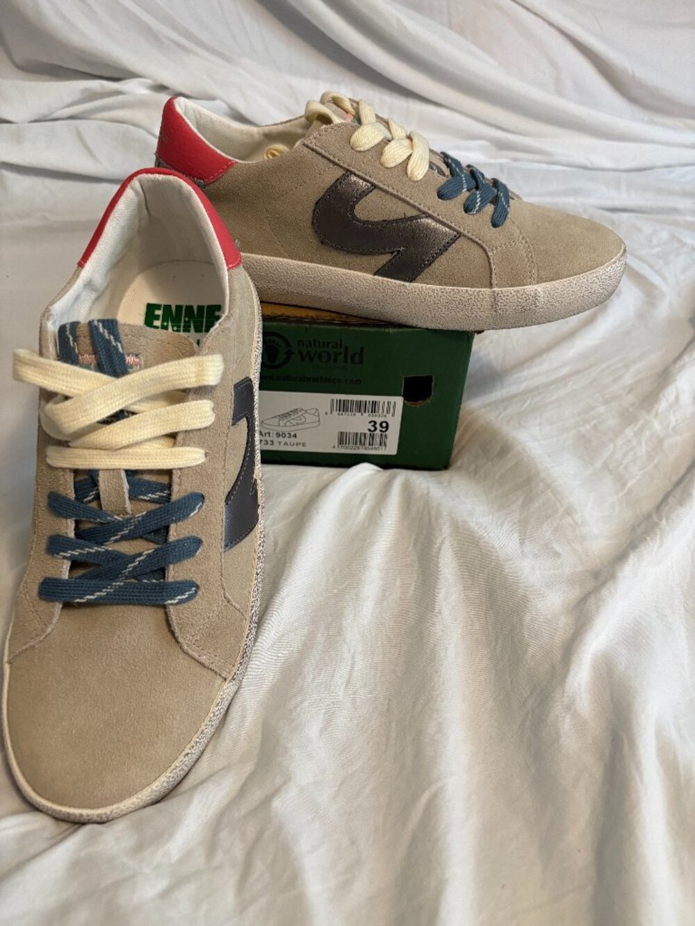 Natural World Eco 9034 Taupe Sneakers Size 39 New in Box
